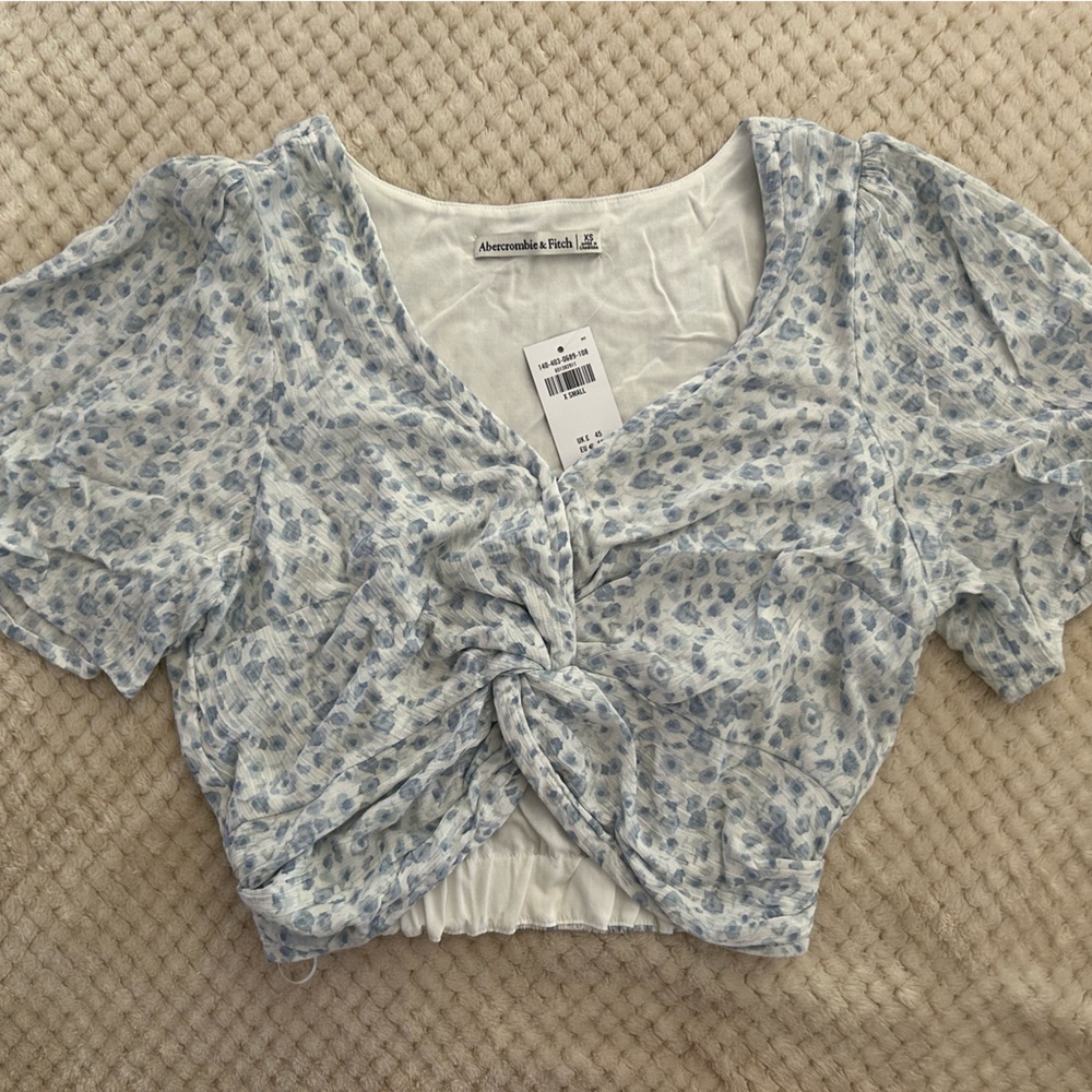 Abercrombie Blue and White Cropped Top